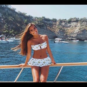 For love & lemons bathingsuit with lemon skirt